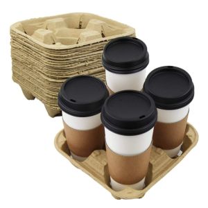 4 Cup Holder Molded Pulp Tray