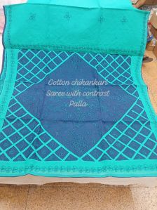 cotton chikankari saree