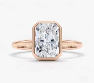 2CT Radiant Cut Diamond Bezel Set Solitaire Engagement Ring