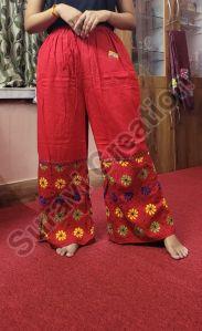 Embroidered Cotton Palazzo Pants