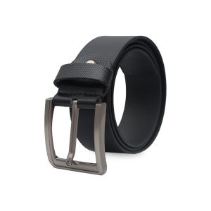 KARA Casual Men's Black Leather Belt - Classic Pin Buckle Formal Genuine Leather Belt for Men