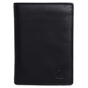 kara mens black genuine leather tri fold casual wallets