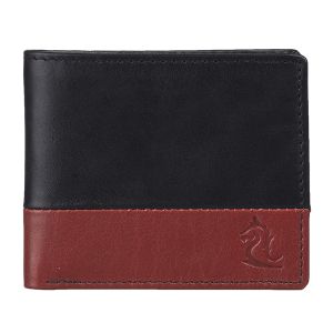 KARA Men\'s Genuine Leather Wallet - Dual Color Red and Black Bifold Wallets for Men