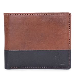 KARA Men\'s Genuine Leather Wallet - Dual Color Tan and Blue Bifold Wallets for Men