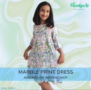 Marble print girls dress for 9 to 14 years