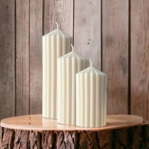 Ribbed Pillar Scented Candle