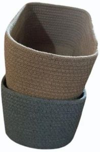 Rectangular Cotton Rope Storage Basket Set