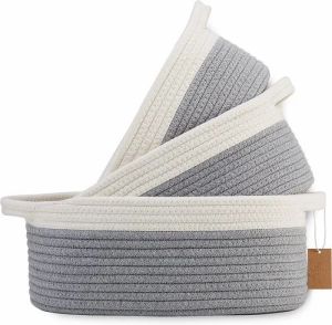 White and Grey Set of 3 Jute Basket