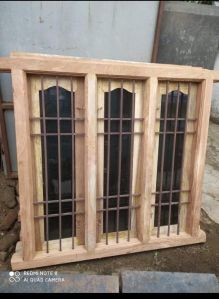 Wooden three doors windows