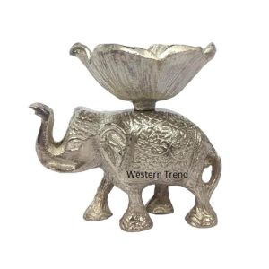 Silver Elephant With Dry Fruit Bowl