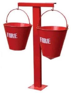 Mild Steel Red Fire Bucket with Stand