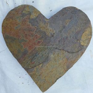 Heart Shape Multicolor Slate Decorative Stepping Stones for Garden Exterior Walkway Pathways Paving