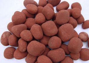 Landscaping Stone Tumbled Smooth Round Red Sandstone Round Pebbles Landscaping Garden Fountain Decor