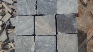 Sagar Black Indian Sandstone Cobble Stone Pavers outdoor garden cube cobble road paver Driveway Natu