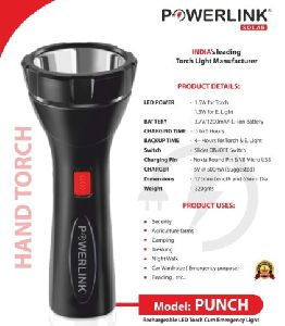 powerlink punch rechargeable led torch powered by 1200 mah li-ion battery