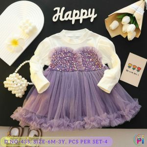 Purple Kids Girls Party Wear Frock