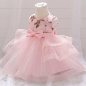 Floral Pink Girls Party Wear Frock