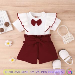 Kids Girls Shorts Top Set