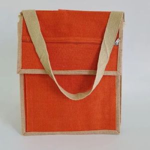 Orange Jute Shopping Bag