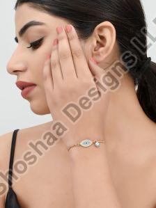 0122INSH23-2814 Gold Plated Evil Eye Turquoise Blue Bracelet