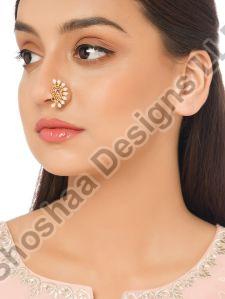 0321KJSH17-2307 Gold Plated Pink Stone Maharashtran Nath Nose Pins