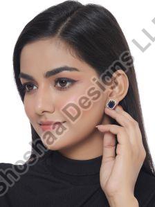 SH14-1970 Blue Silver Plated AD Contemporary Studs