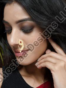 SH24-KJ-NS-2849 Gold Plated Maharashtran Nath Stone Nose Pins