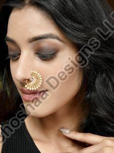 SH24-KJ-NS-2850 Gold Plated Maharashtran Nath Studded Nose Pins