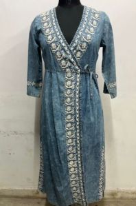Ladies Denim Embroidered Dress