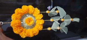 artificial merigold flowers hanging