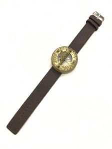 Brass Sundial Wrist Watch with Leather Strap