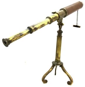 Antique Brass Telescope with Tripod Stand