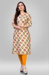 Silk Ladies Printed Kurti, Sleeve Type : 3/4th Sleeve