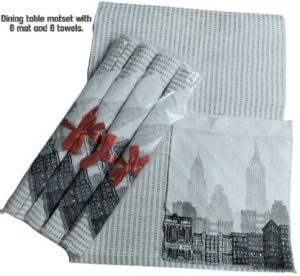 Dining table mat set with hand towel