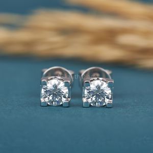 Round Diamond Studs / Earrings, Martini Style
