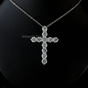 Round Diamond Cross Pendant