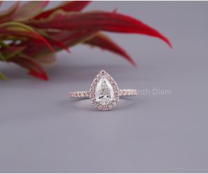 Pear Cut Diamond Engagement Halo Ring