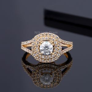 Minimalistic Halo Dainty Diamond Engagement Ring