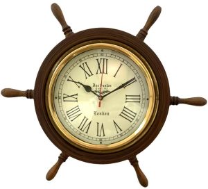 18&amp;quot; Wooden Ship Wheel Wall Clock