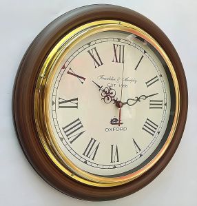 Wooden Wall Clock With Brass Frame