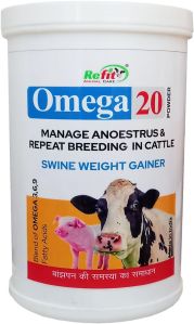 (Swine Weight Gainer &amp;amp; Repeat Breeding Treatmernt For Cattle) (Omega-20 Powder 500 Gm.)