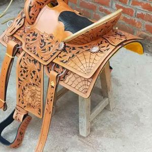 Genuine Leather Western Horse Saddle