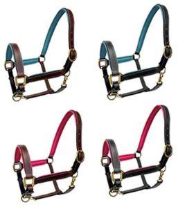 Pink and Teal Accents​ Leather Halter