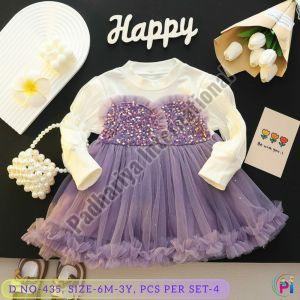 Purple Kids Girls Party Wear Frock