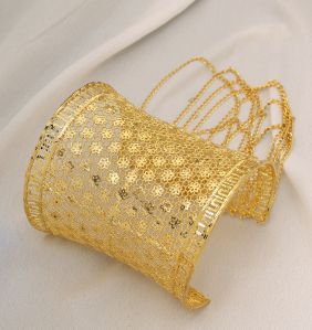 beautiful gold filigree cuff starry night design kada