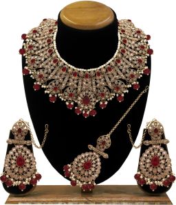 Blooming Beauty Mehandi Plated Reverse AD Choker Necklaces Set