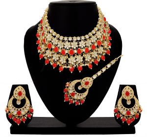 Blossoming Bride Kundan Choker Necklace  Set