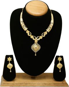 brilliant shine american diamond gold plated choker necklace