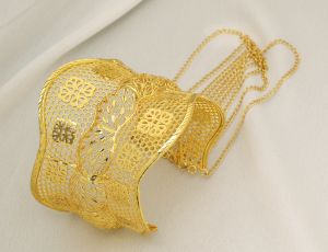 Delicate Gold Filigree Cuff with Swirl Patterns Kada