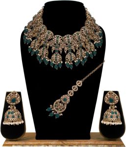 Divine Dream Reverse AD Mehandi Plated Choker Necklaces Set